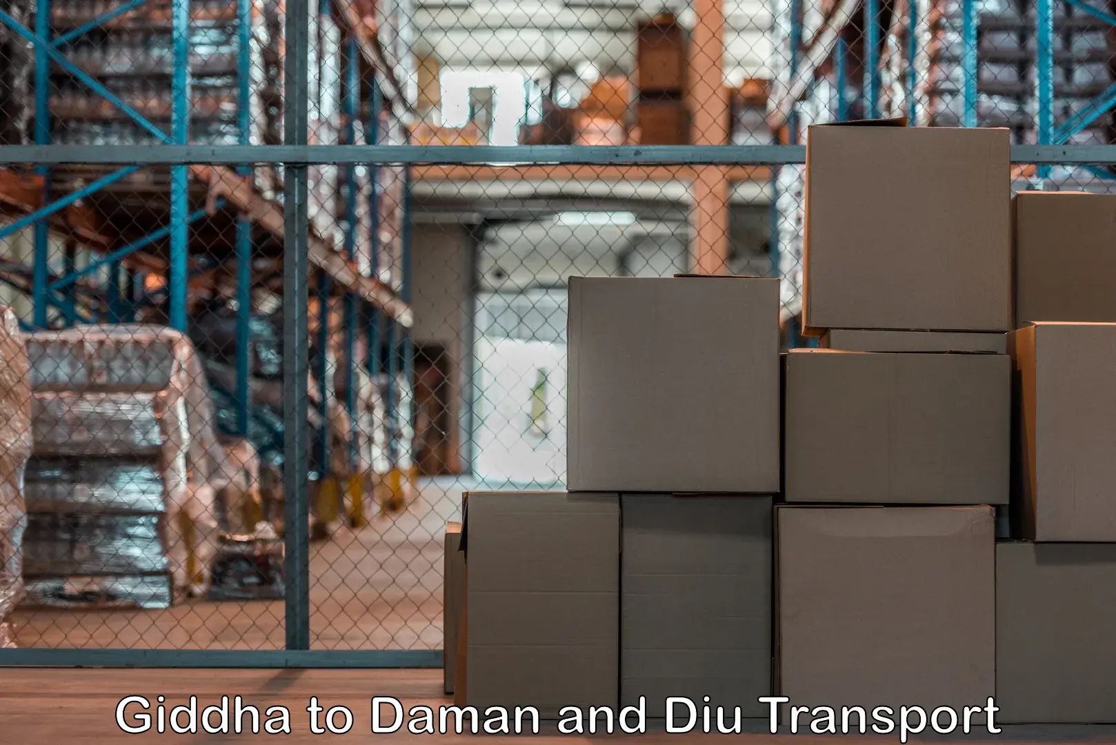 Container transport service Giddha to Daman and Diu